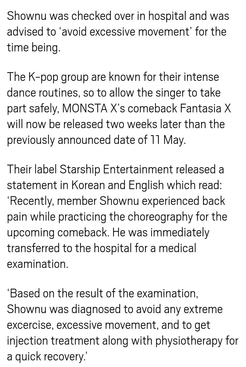 All of this happend in less than 5 months. There's a lot much more savotage monsta x been through during this five years.But now is time for their next comeback 'Fantasia x' with six members only. It was originally on May 11 but it was postponed to May 26 due Shownu health issues