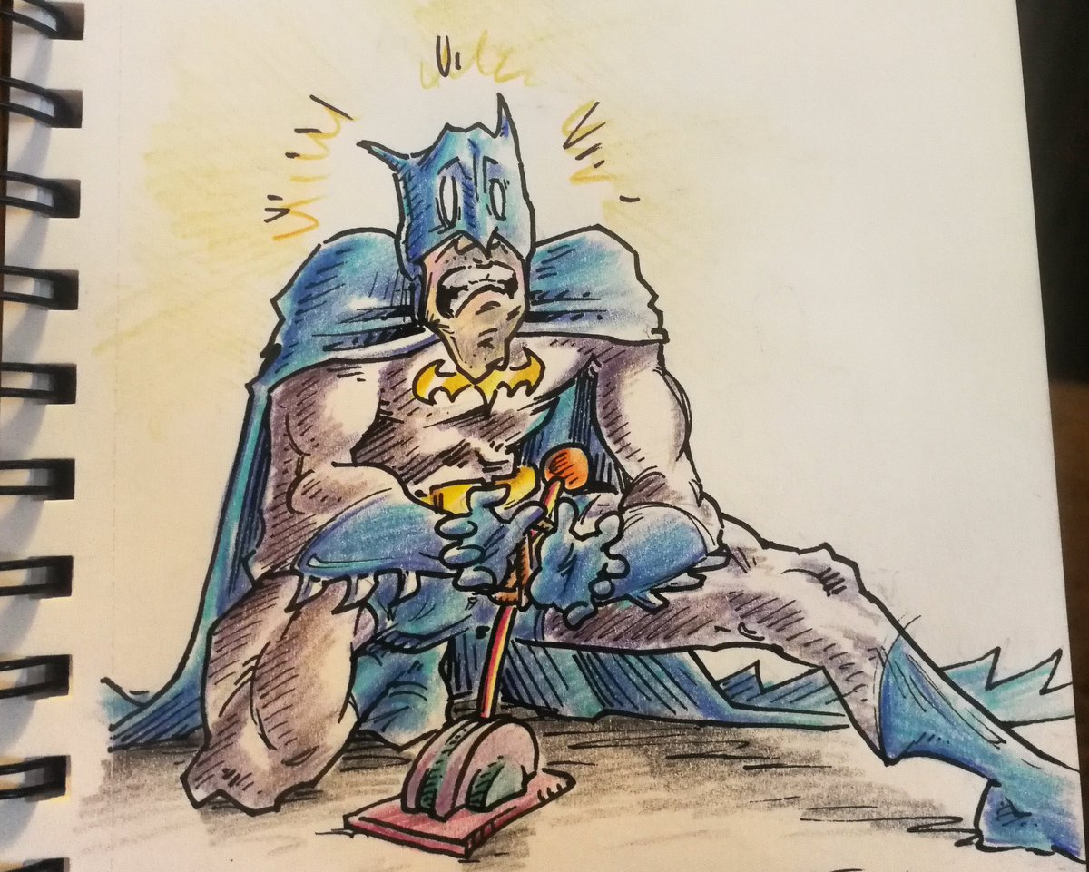 Here's a #batman #sketch from my #artjournal today.
.
#sketchbook #traditionalillustration #documentyourdays #coloredpencils #copicpens #batmancantkill #comicartist #caricatureartist #superheroart