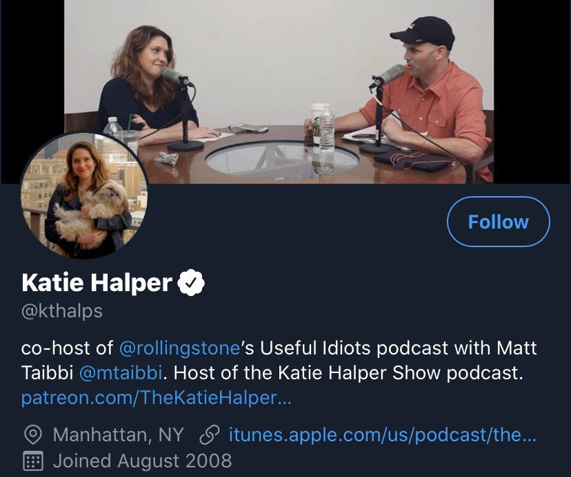 Matt Taibbi is the cohost on Katie Halper’s podcast. She’s the “journalist” who started this entire Tara Reade garbage. He also was and editor for a bi-weekly English language tabloid called “eXile” 2/