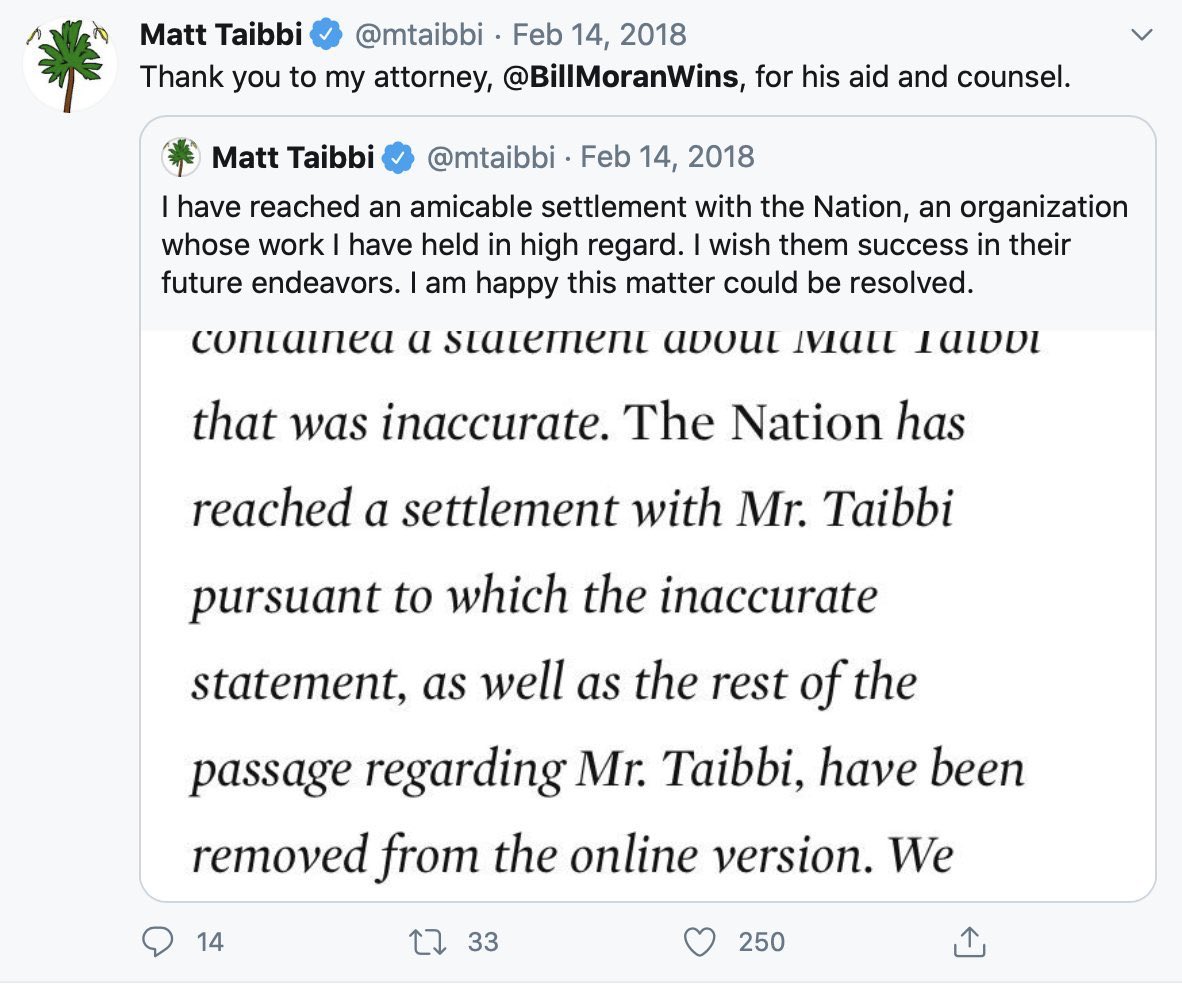 Matt Taibbi is the cohost on Katie Halper’s podcast. She’s the “journalist” who started this entire Tara Reade garbage. He also was and editor for a bi-weekly English language tabloid called “eXile” 2/