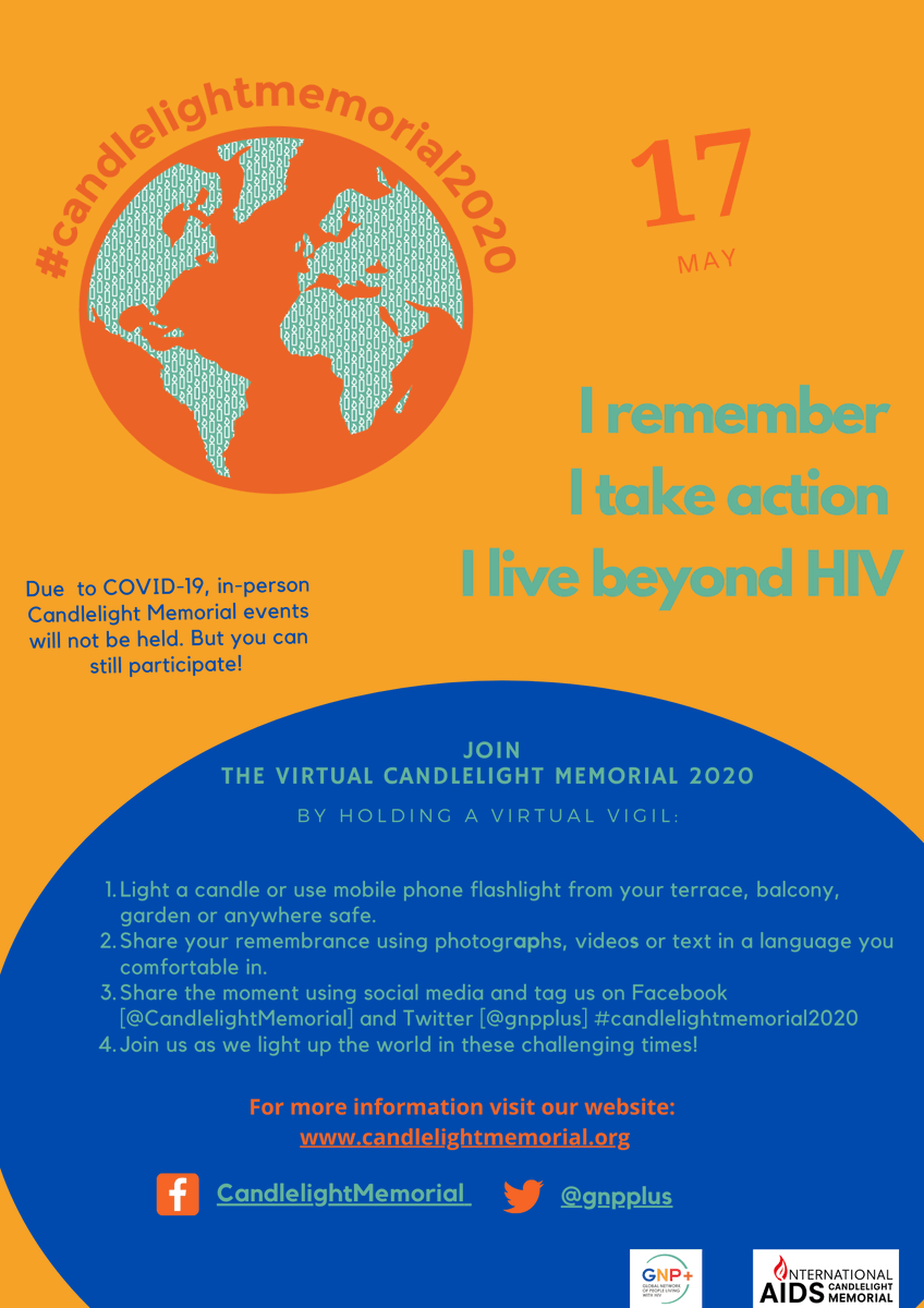 May 17 is International AIDS Candlelight Memorial Day. <a href="/gnpplus/">GNP+</a>

Almost 40 million people live with HIV today.

Many live with stigma and discrimination.

Countless others have passed away.

Sunday is a time to think about everyone affected by HIV.

bit.ly/2yUrdzw