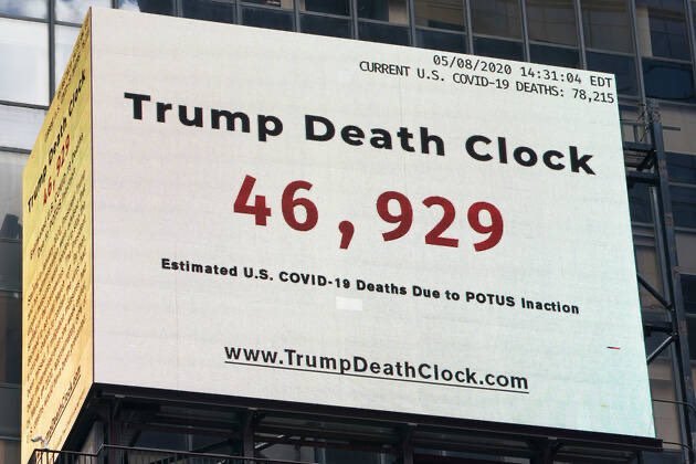 templado avance Padre Abel Prieto on Twitter: "EL RELOJ DE LA MUERTE DE TRUMP. A medida q el  número de fallecidos x la Covid-19 en EEUU supera los 80.000, el "Trump Death  Clock" en Times