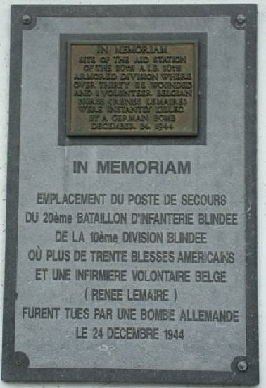 Augusta and Dr Prior survived the war and on the 50th anniversary of the war dedicated a plaque to Renée at the site of the aid station11/