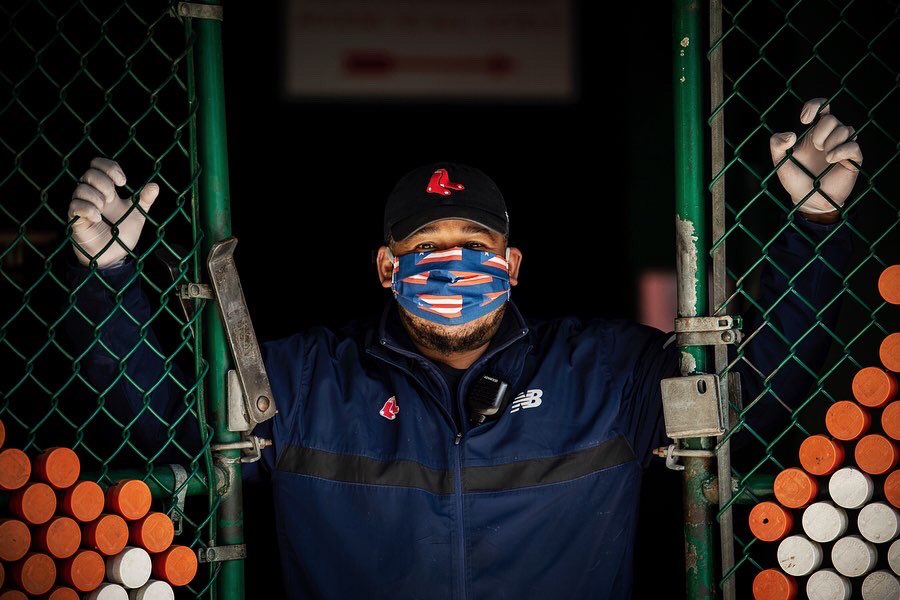 bjweiss22's tweet photo. Big shout out to Angel Santiago, head security at Fenway Park Gate D! Angel has been at Fenway keeping the ballpark safe through this entire pandemic, all while repping Puerto Rico on his mask. Thanks Angel! #RedSox https://t.co/AoiKjAstup