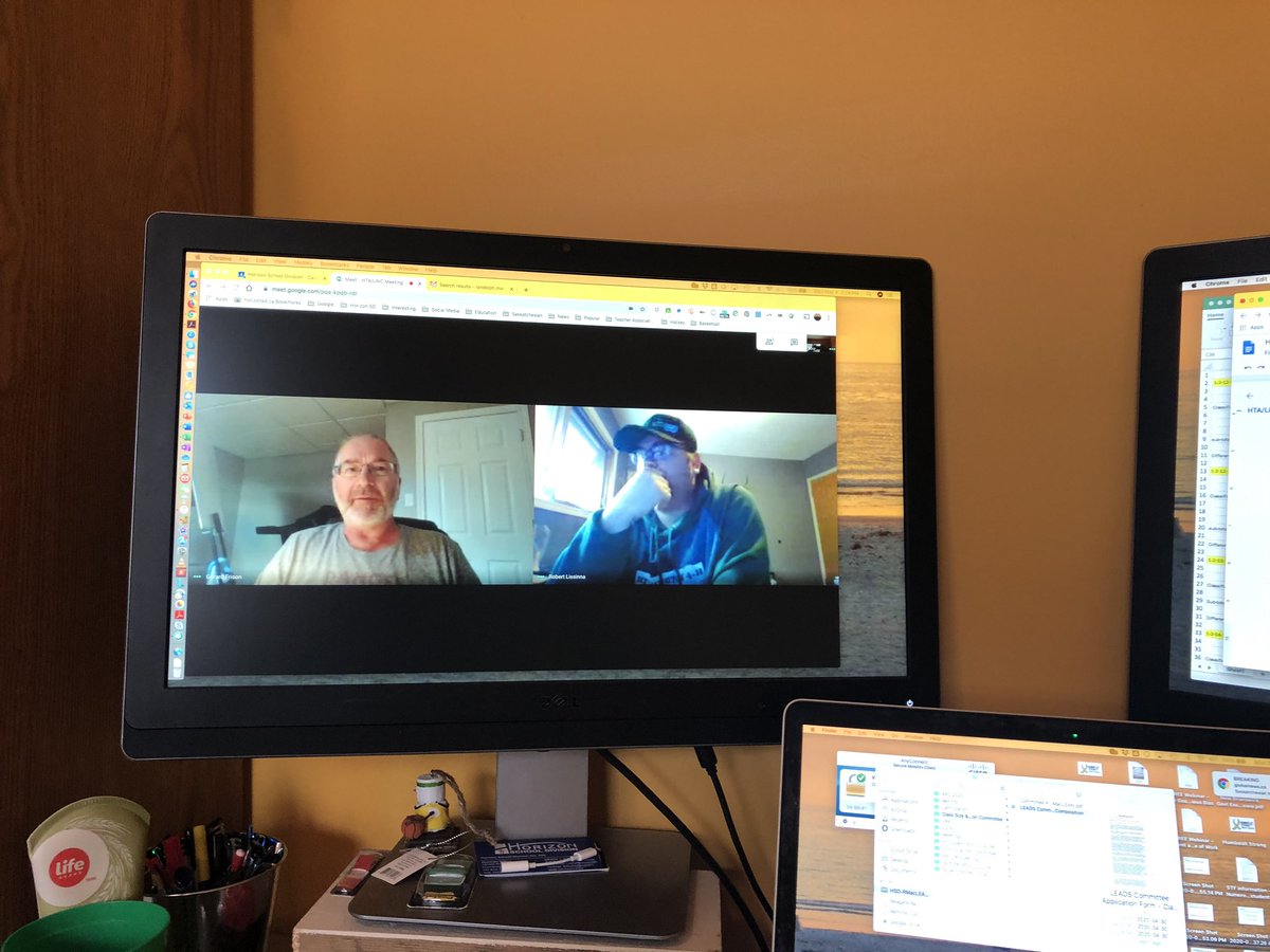 RandolphMacLEAN's tweet photo. Great conversation and problem solving during my @horizonsd205 #HTA/LINC @google_meet with President Gerard Frison & LINC Chair Rob Lissinna #edchat #covid19SK #literacy #safeandcaring #graduationrates #relationshipmatters #edchatSK https://t.co/xDXgObTLWY