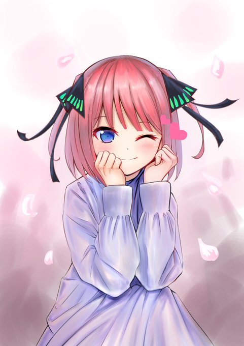 いたちさんがTwitterに投稿した中野二乃(五等分の花嫁)のイラスト。