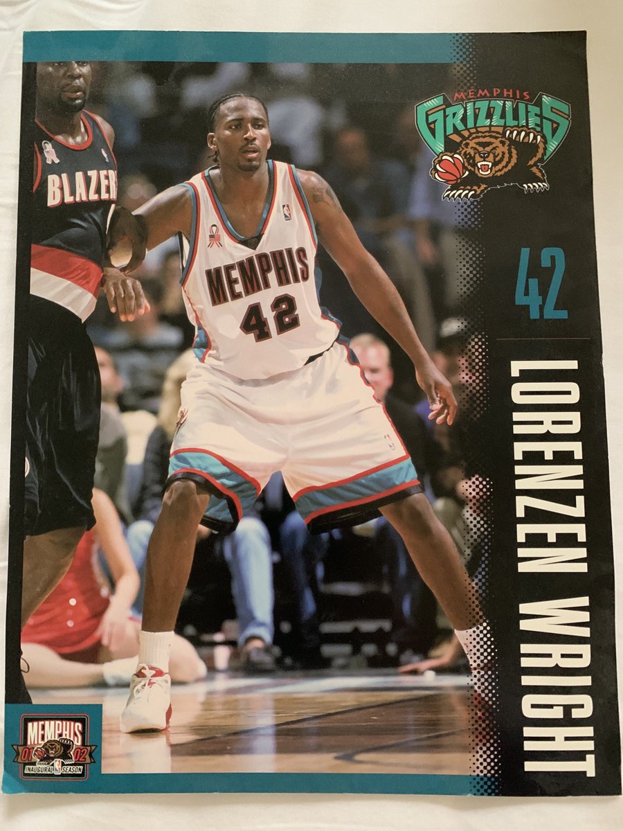Mac_Trammell's tweet photo. Wow, look at what I found at my folks’ house. Opening night poster/program from the very first game the Grizzlies played in Memphis in 2001 #RIPRen https://t.co/cClo66BG9y