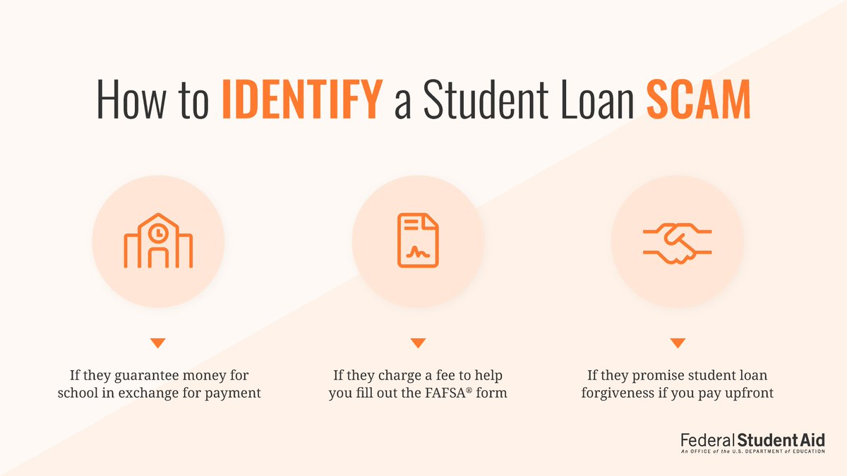FAFSA's tweet image. Student loan forgiveness program for coronavirus (COVID-19)? Don’t fall for such tricks. Stay safe by remembering these tips 👇 bit.ly/2SZ3fKq
