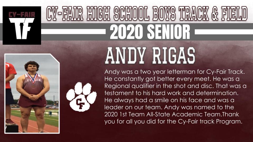 BFNDAthletics's tweet photo. Boys track is next as we continue to recognize the Class of 2020 Cy-Fair Bobcat athletes. Anand Kalkat, Andy Rigas and Payton Tally ! #BFND #CFHS2020 https://t.co/XjLohWGNxK