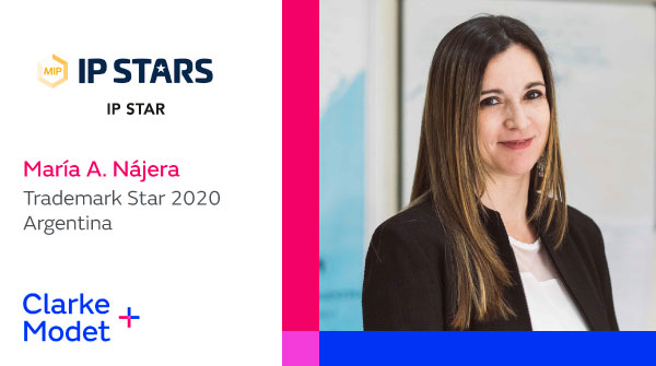 clarkemodet_ar's tweet photo. María A. Nájera, otra de las profesionales de ClarkeModet Argentina reconocida por @ManagingIP en su ranking #IPStars2020. ¡Felicitaciones!
#PropiedadIntelectual #trademark https://t.co/t7qk7lbCCO