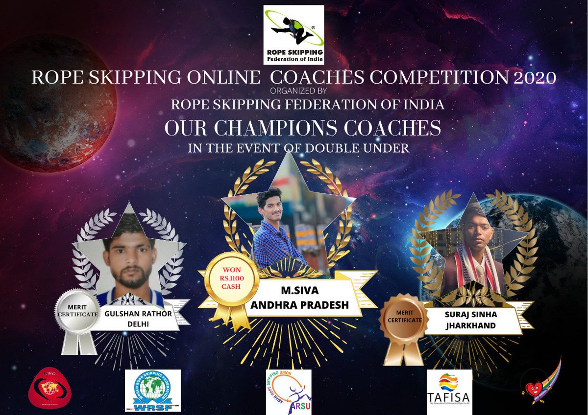 officialrsamp's tweet photo. RSFI Online Rope Skipping Coaches Competition 2020
Organized by:- @rope_rsfi
Congratulations π All the Winners
#RSFI
#RSAMP
#coachescompetition
#FitIndiaMovement https://t.co/g8MmseV2aB