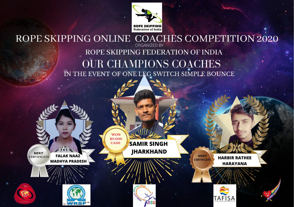officialrsamp's tweet photo. RSFI Online Rope Skipping Coaches Competition 2020
Organized by:- @rope_rsfi
Congratulations π All the Winners
#RSFI
#RSAMP
#coachescompetition
#FitIndiaMovement https://t.co/g8MmseV2aB