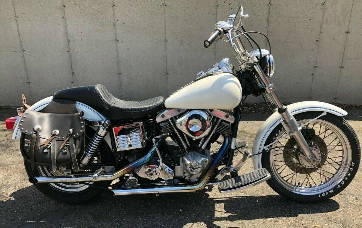 We're into this 1977 Harley-Davidson Super Glide for sale via <a href="/rocker_co/">Rocker.co</a>. Check it out at bit.ly/3dFbL9e