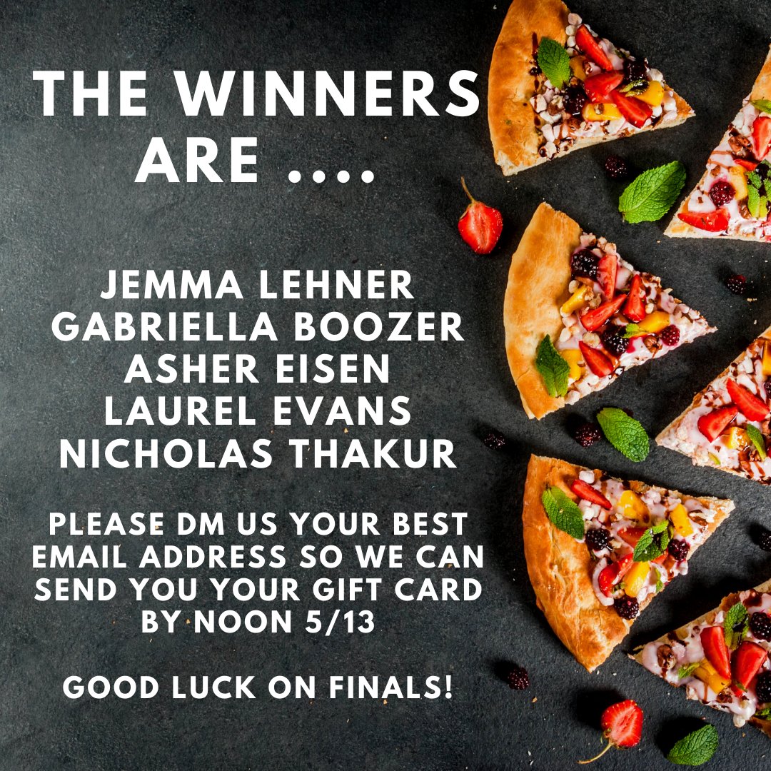 TerrapinRow's tweet photo. Congrats to our winners for our pizza gift card giveaway! 😊 Thanks for playing! And stay tuned for more! #TerrapinRow #TRow #Pizza https://t.co/PKxr92DWcL