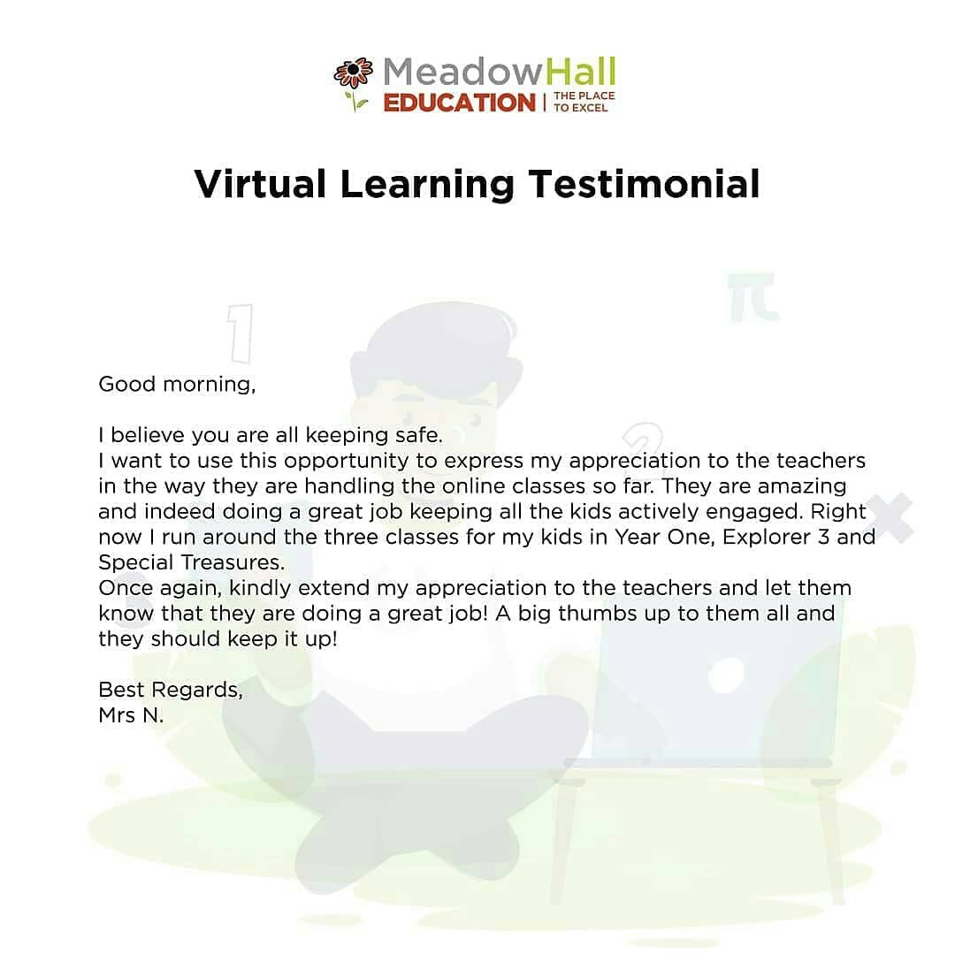 MeadowHallGroup's tweet photo. Testimonials from Meadow Hall Parents about Meadow Hall Virtual Learning.
Your child can also be a part of this incredible experience.
Kindly click or copy the link below for more information https://t.co/XLUMHvIBqL
.
.
.
#meadowhall #meadowhallgroup #meadowhallvirtuallearning https://t.co/AeZYKLTljs