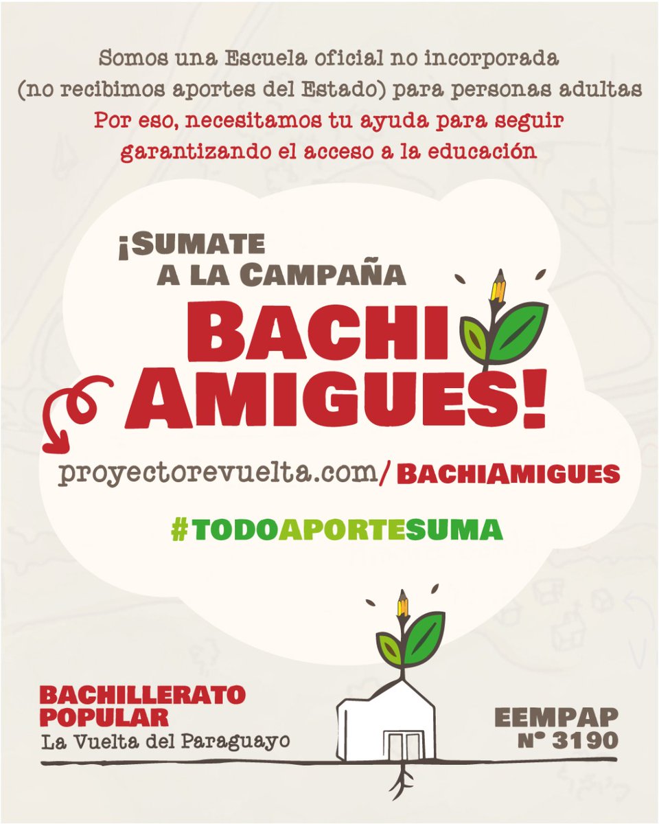 proyrevuelta's tweet photo. Somos la única escuela secundaria que permite asegurar el acceso a la enseñanza media de habitantes del barrio y alrededores ¡Todo aporte suma!

Podés contribuir mensualmente por débito automático a través de MiPago. También podés colaborar con un aporte único. https://t.co/nHeePJXjyU