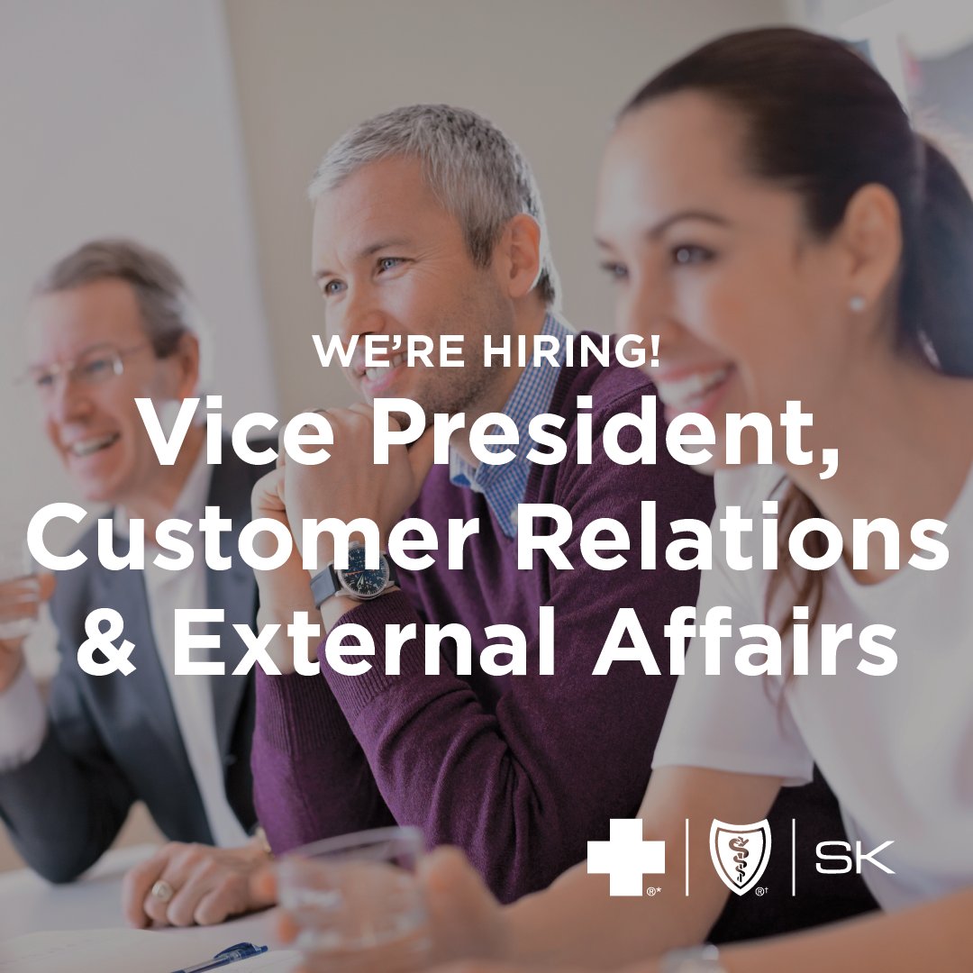 SKBlueCross's tweet photo. We're hiring! Saskatchewan Blue Cross is looking for an experienced individual to join our team in Saskatoon as the Vice President, Customer Relations &amp; External Affairs! Check out the link below for more details.

https://t.co/ahLosPc9c9 https://t.co/ce0v902jW9