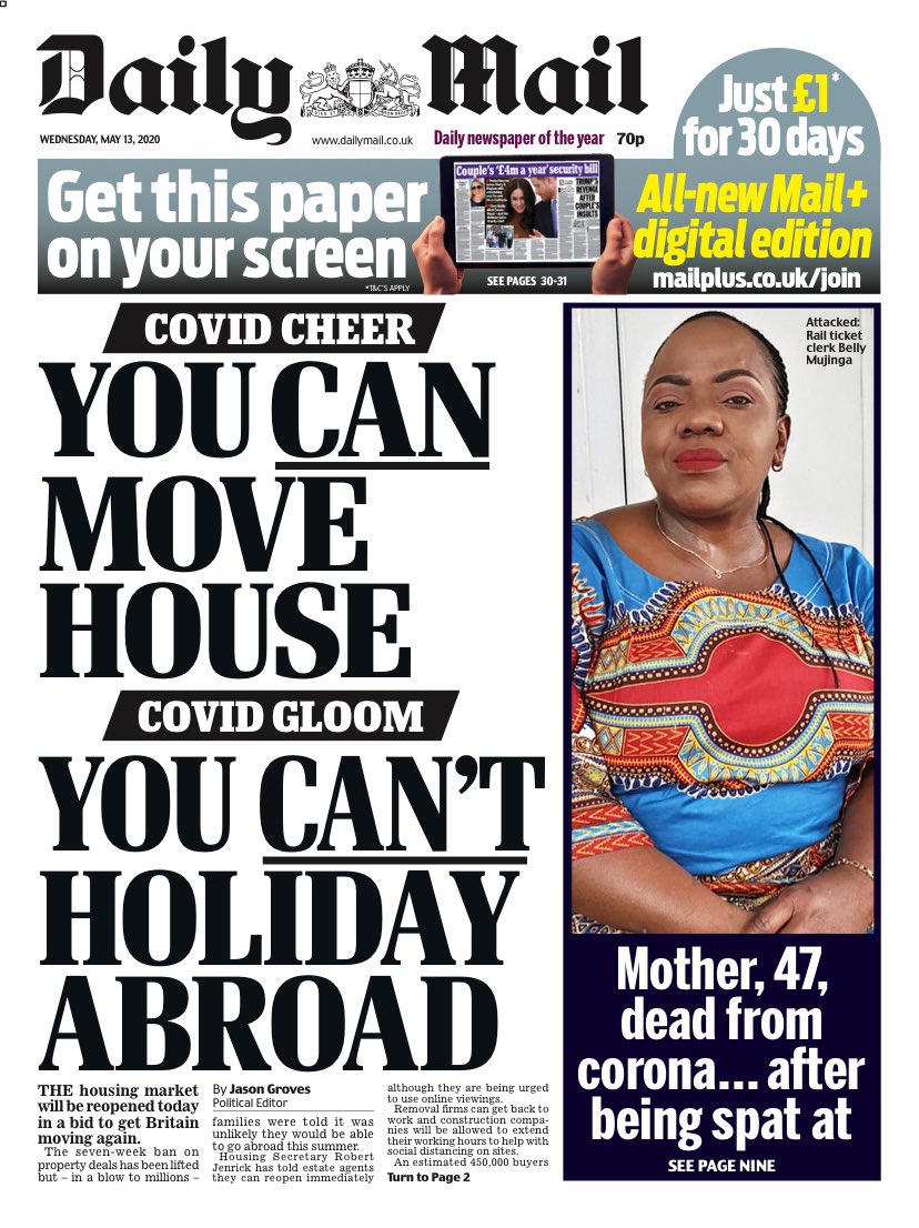 BBCNews's tweet image. Wednesday's Mail: "You can move house... you can't holiday abroad" #BBCPapers #TomorrowsPapersToday (via @hendopolis)