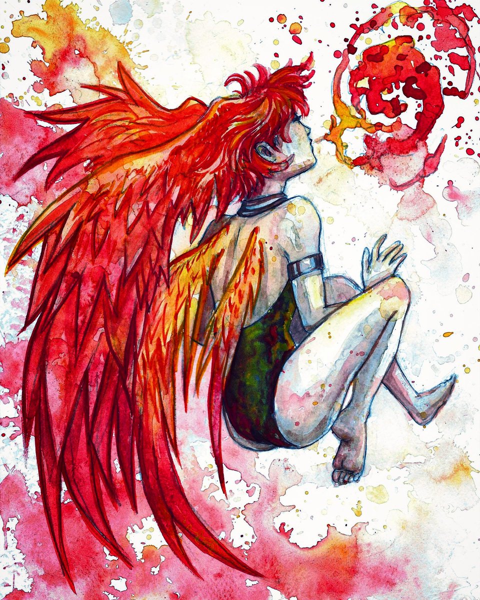Crimson_Puppet's tweet photo. Haven't drawn with watercolors in ages~
Here are some new works✨
 #traditionalart #illustration #watercolor #aquarelle #sketchbook  #sketches #drawings #phoenix #demons https://t.co/jP8gjtClIZ