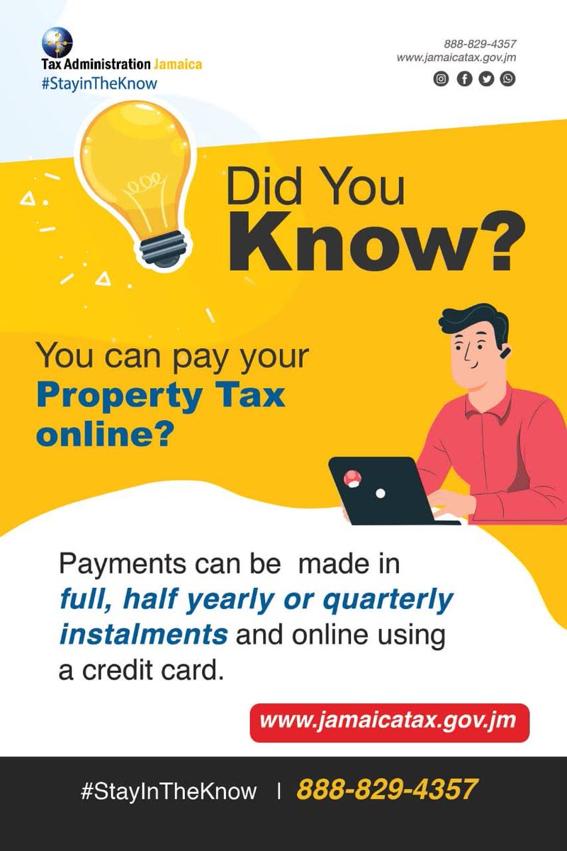 Nervous about paying #PROPTaxONLINE? No worries,  we've got you 😎. Visit jamaicatax.gov.jm, click the 'How To' tab & follow the easy step by step instructions, don't forget to have a valid credit card handy #StayHome options @MOFJamaica @realtorsjamaica @LocalGovJa