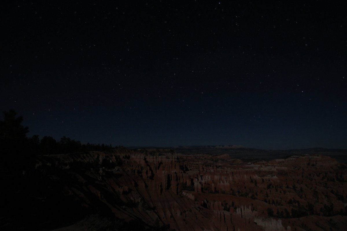 Bryce Canyon is one of the darkest places in the lower 48. Unfortunately, there was a full moon, so the stargazing wasn't great.But I took the opportunity to try something I'd wanted to do. A long-exposure with landscape and stars. Needs improvement. But a fun effort at 1AM.