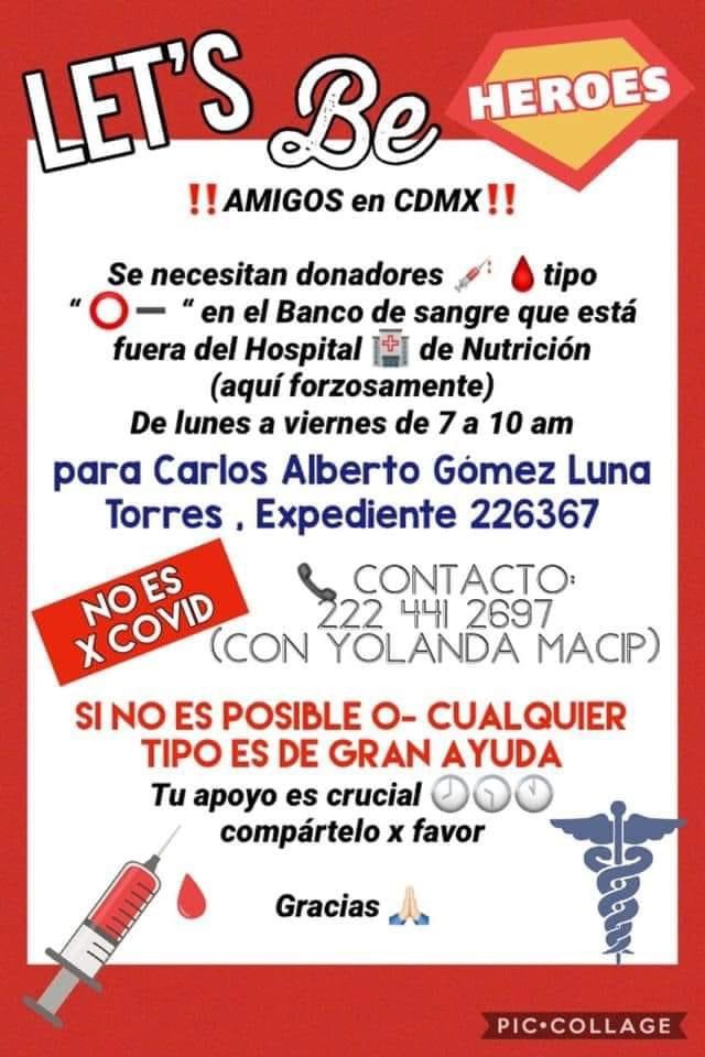 Son tiempos difíciles, pero si alguien sabe de solidaridad y empatía somos los mexicanos ❤️. Se necesita sangre para el hermano de nuestro querido chef <a href="/jgomezluna/">jonatan gomez luna</a> en #CDMX. ¿Nos ayudan? 🙏🏻