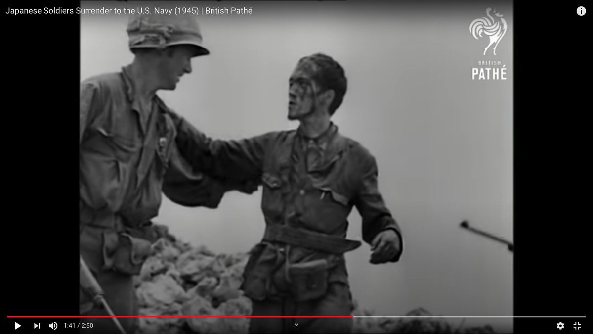 This wounded Japanese officer took THREE HOURS to convince.He handed over his pass, and he was rescued. @tomhanks says that this American LOOKING THE JAPANESE IN THE EYE is a racist.