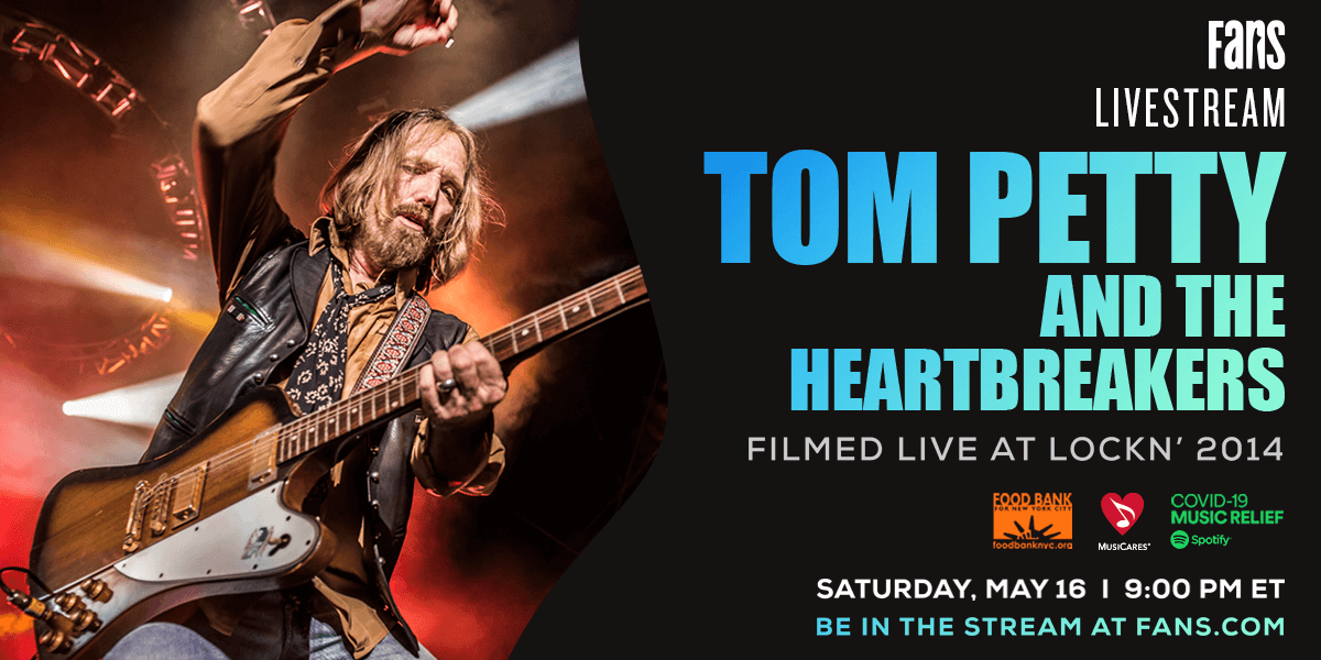 locknfestival's tweet photo. Something good for the 💜 and soul! Watch @tompetty &amp; the Heartbreakers, live from LOCKN’ 2014 on SAT, 5/16 at 9PM ET on @FansBelongHere. The stream will raise funds for @MusiCares &amp; @FoodBank4NYC. @Spotify will match donations to MusiCares up to $10M. https://t.co/KEsHqycAhT https://t.co/pcvftCbxd0