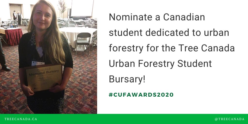 TreeCanada's tweet photo. #CUFAWARDS2020 We are still looking for the next #UrbanForestryStudentBursary recipient! Are you a #CanadianStudent dedicated to #urbanforestry through #academics, #volunteerism &amp; extra-curricular activities?
Apply before: May 30, 2020.
👉 https://t.co/jnfTEOPPHD https://t.co/xypESvfceb