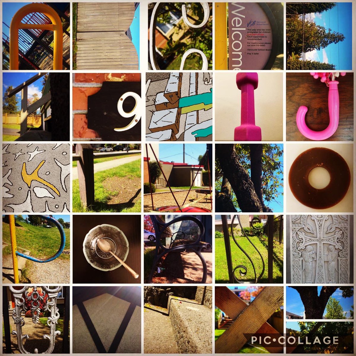 RyanJHong's tweet photo. Day 121: Students are learning about #PhotoComposition techniques. Here are some of their ABC #photocollages they created by finding naturally occurring letters in their surroundings! Can you see the alphabet? #vsblearns #vsb39 #digitalart #photography #art #thelearningneverstops https://t.co/4Ap1gQcB1W