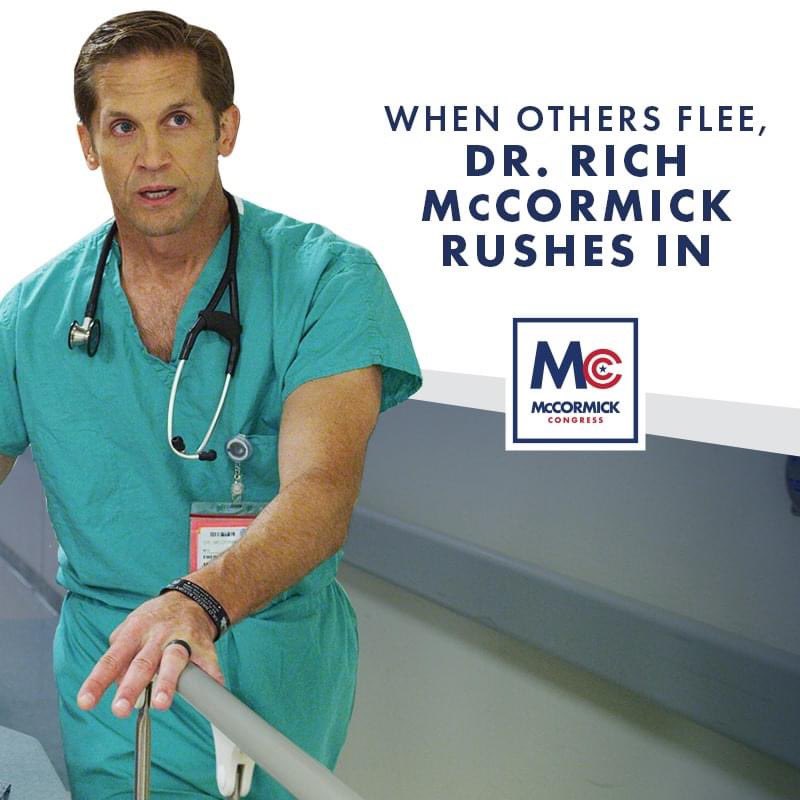 RichforGA's tweet photo. As a Marine helicopter pilot, as an ER doctor in Afghanistan, and now on the frontlines against #COVID19, I have never been afraid of a fight. I know the next fight facing America is to stop Socialism. Whether it is #CommunistChina abroad or radical #Democrats here #GA07 #Gapol https://t.co/S4SpLm1hCR