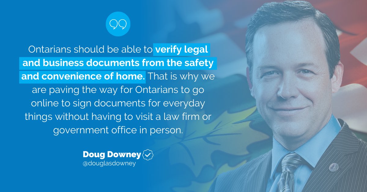 douglasdowney's tweet photo. Not all banking requires a visit to a bank, and not all legal and business transactions should require a visit to a law firm or government office. We are taking permanent action to advance Ontario’s outdated legal system.

https://t.co/VD0sSL9bn2 https://t.co/STmVRY4Gcd