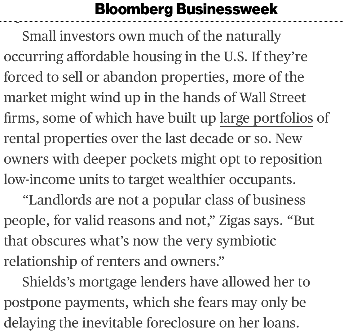 I cannot imagine reading this and not thinking that being a small-time landlord is a reckless decision on par with putting one's entire retirement savings into various derivatives and options except that society does a lot more to discourage the latter