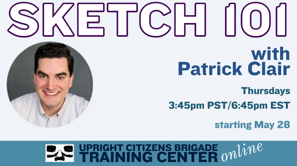 ucbclassesla's tweet photo. Sketch 101 with Patrick Clair
ONLINE
Thursdays 
3:45pm PST/6:45pm EST 
May 28

Now enrolling- https://t.co/2h6voBhqp4

#ucbclasses #UCB #sketch #sketch101 #uprightcitizensbrigade #comedy #writer #sketchcomedy #UCBonline #onlineclasses
@PatrickSeeClair https://t.co/haglrnpNEH