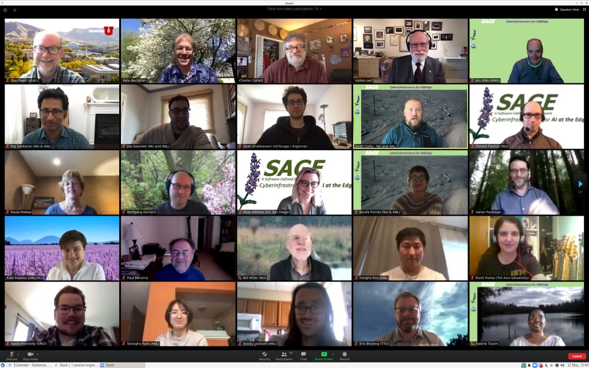CeC's tweet image. Just finished the @sagecontinuum science community workshop (integrating @arrayofthings, @NEON_sci, and @hpwren). A very fun group - here's 1/3 of the group photo (too many for one screen). Thanks @HPCDan and @vgcerf for the stimulating finale discussion!