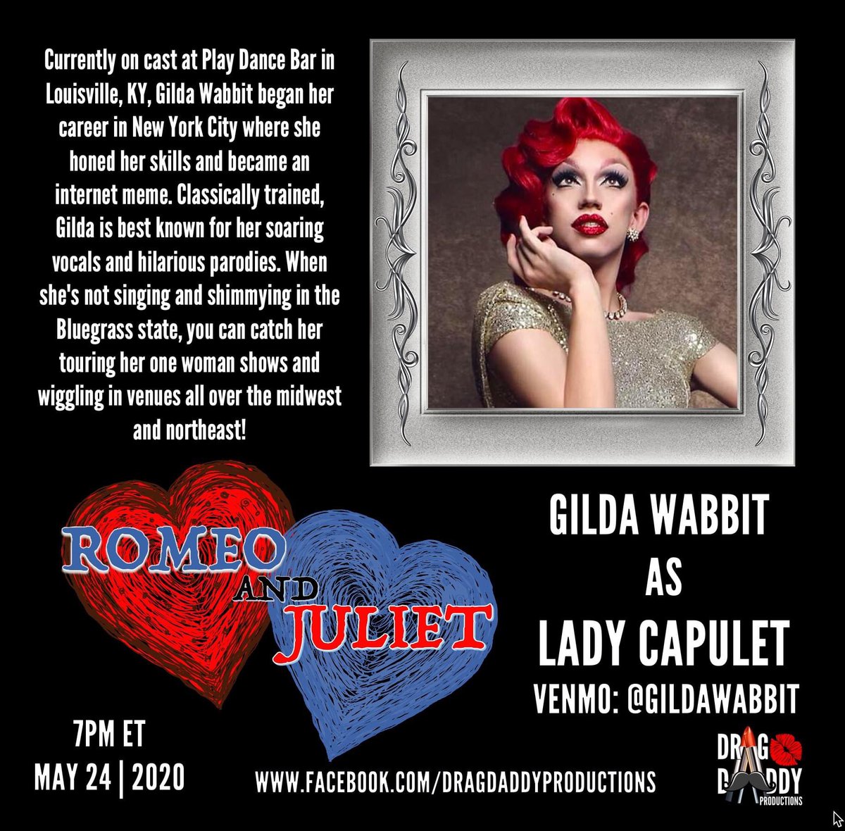 DragDaddyPro's tweet photo. @gildawabbit will be joining us as Lady Capulet! #dragdaddy #romeoandjuliet #livestream https://t.co/on2YmdWERg