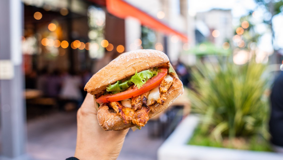SuperDuperSF's tweet photo. Our burgers deserve the hype, but don't sleep on the chicken sandwich... 100% free range chicken breast brined in our house achiote marinade, served with house made chipotle aioli and fresh veggies on a fresh baked ciabatta bun. 🐔 🍔 🤤 https://t.co/Ahb9CDtc6j