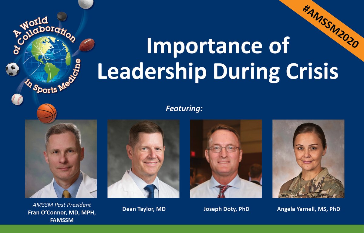TheAMSSM's tweet photo. Join AMSSM Past President Dr. Fran O'Connor and a panel of experts for tonight's talk on The Importance of Leadership During Crisis, beginning at 8 pm ET. #AMSSM2020
https://t.co/3f1DQ4TCGj https://t.co/nYPKHCBaFh