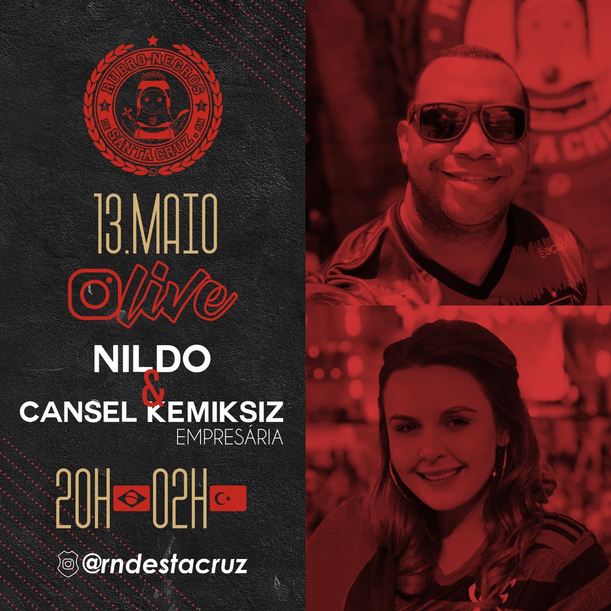 NildoFarias11's tweet photo. A convidada dessa quarta feira será a empresária e Rubro Negra @canselkemiksiz diretamente de Istambul na Turquia
esperamos todos vocês na live.
SRN 🔴⚫👊🏾
#Live
#Flamengo
#RnDeStaCruz
#Wcinco https://t.co/BwjaMCBk4h