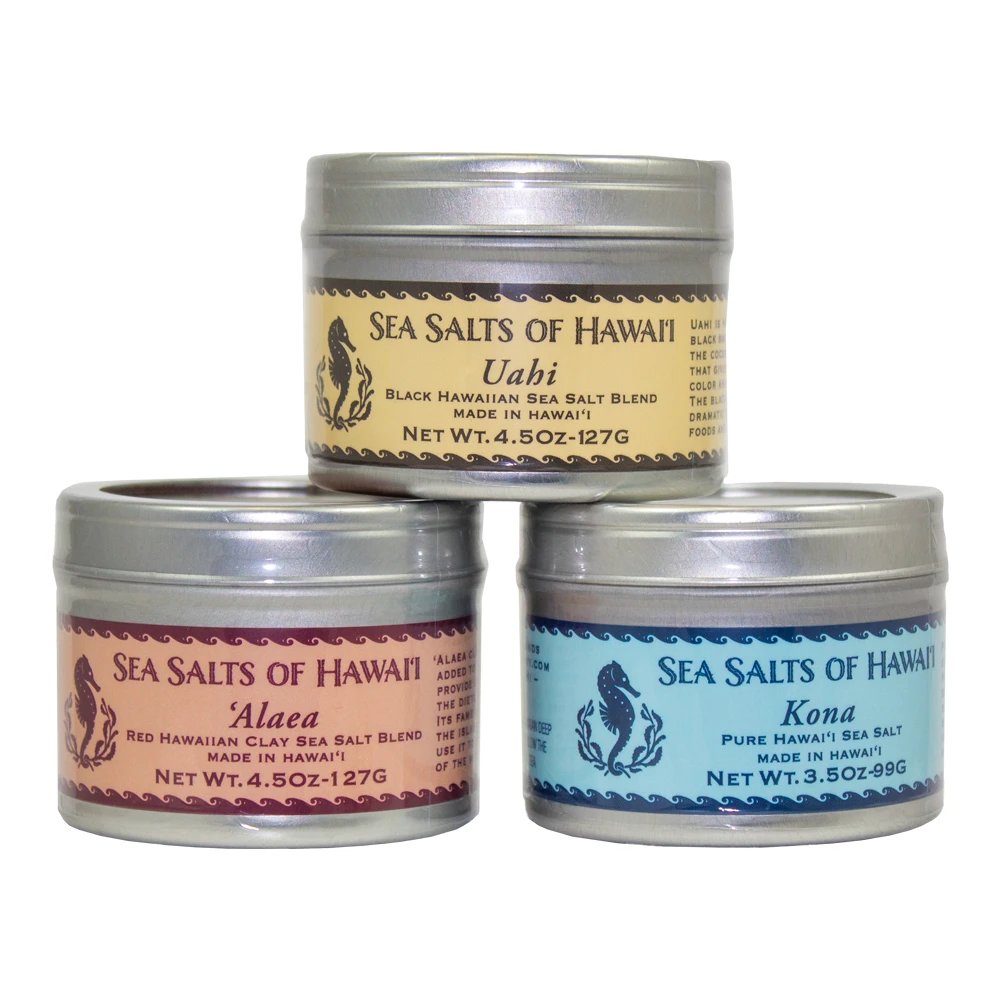 HIPacParks's tweet photo. Who loves #salt? This attractive gift box of #Hawaiian sea salts offers a selection of 3 tins of classic salt flavors:
ʻAlaea #Red with iron, pure Kona #White, &amp; Uahi #Black with activated charcoal.
https://t.co/tho0jL8sVr
#seasalts #alaea #konawhite #uahiblack #shopyourparks https://t.co/avlY0wTxr5