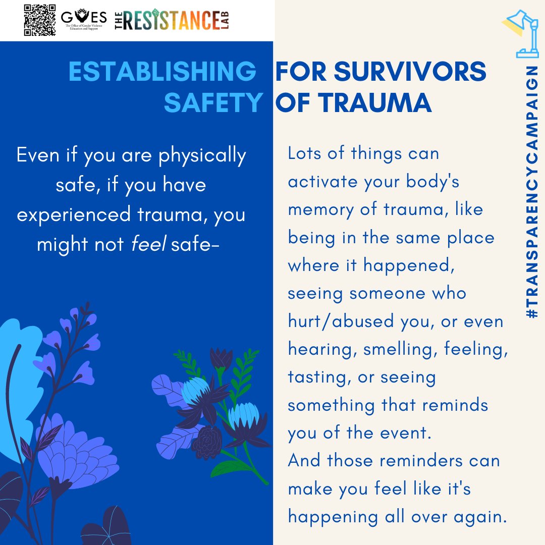 Resistance_Lab's tweet photo. For survivors of trauma, staying safe at home might involve dealing with reminders of the trauma. Today's tips are about establishing safety at home. 

#TransparencyCampaign #Safeathome #TheResistanceLab #covid19 #MentalHealthAwarenessMonth #mentalhealth #selfcare https://t.co/OcvaKhcOf9
