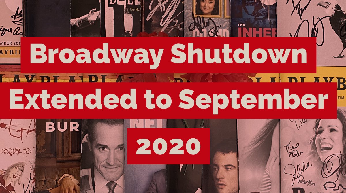 BroadwayVault's tweet photo. So sorry #Broadway.  Shutdown delayed till September.  For more on this announcement:  https://t.co/f07IGFBq9W. #WTF #broadwayshow #OnlyIntermission #NewYork https://t.co/pi56uSfZs8