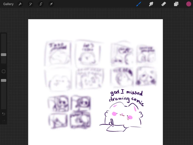 Some 4 panel comic wips inbetween commissions

I forgot that comic strips like these used to make me feel better when times were stressful ! cant say ill do more but we'll see ? 
