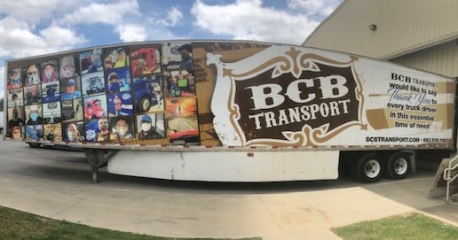 BCBtransport's tweet photo. @WTFC7 We are rolling this across the country to show our support for not just our drivers but every #EssentialWorker delivering the goods and #stayingsafe #ThankATrucker #womenintrucking #besafecommunicatebeontime #safetystruck #WeAreAllInThisTogether https://t.co/l6LBcjIZBg