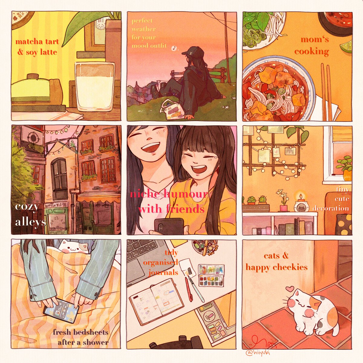 9 random things that spark joy for me✨
what puts sprinkles on your ice cream? :3c
#illustration #9joys