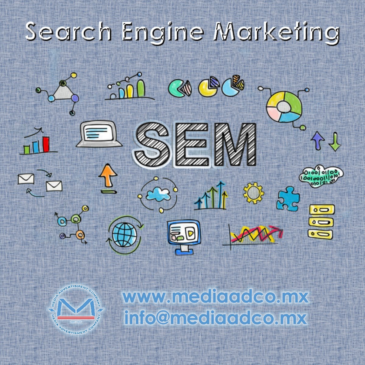 MediaAdCo's tweet photo. Llamamos #SEM al conjunto de herramientas, técnicas y estrategias que nos ayudan a optimizar la visibilidad de sitios y páginas web a través de los motores de búsqueda, lo que queremos es aparecer cuando un usuario introduce palabras clave relacionadas con nuestra marca. https://t.co/mI4e7T6yTQ
