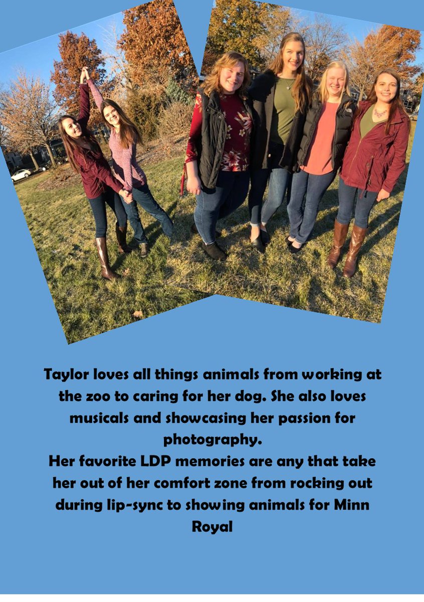 Yah! Time for another senior spotlight. Taylor's willingness to try new things has inspired many sisters in the house, especially when it comes to animals. We can't wait to see were Taylor's passion for animals will bring her next!