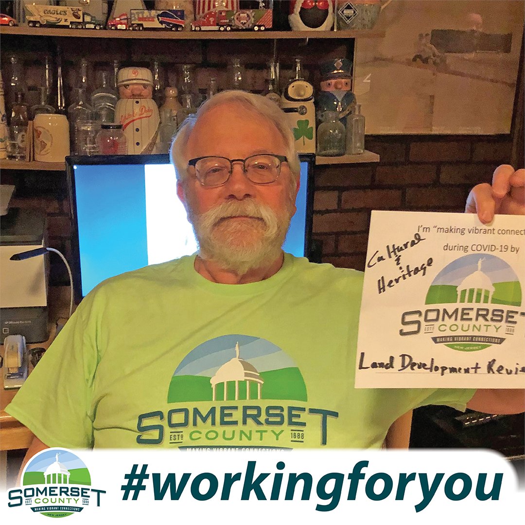 SomersetCntyNJ's tweet photo. Our Planning Division employees are finding many creative ways to work effectively from home! Staff are still focused on economic development, sustainability, land development review and preservation. Thanks for all your hard work, guys! #workingforyou #myscnj https://t.co/bXUWOjBMje