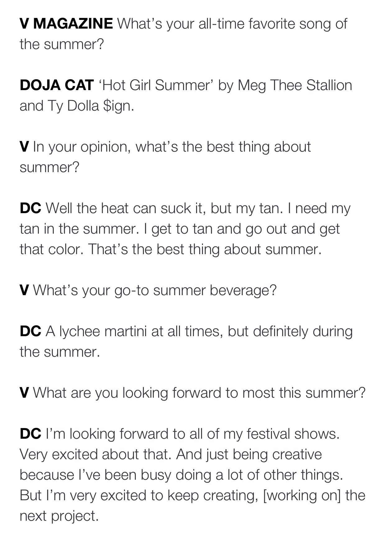 تويتر Doja Cat News على تويتر Doja Cat Talks Summer With V Magazine And Says Hot Girl Summer Is Her All Time Favorite Song Of The Summer T Co Bqe3nmbtfd