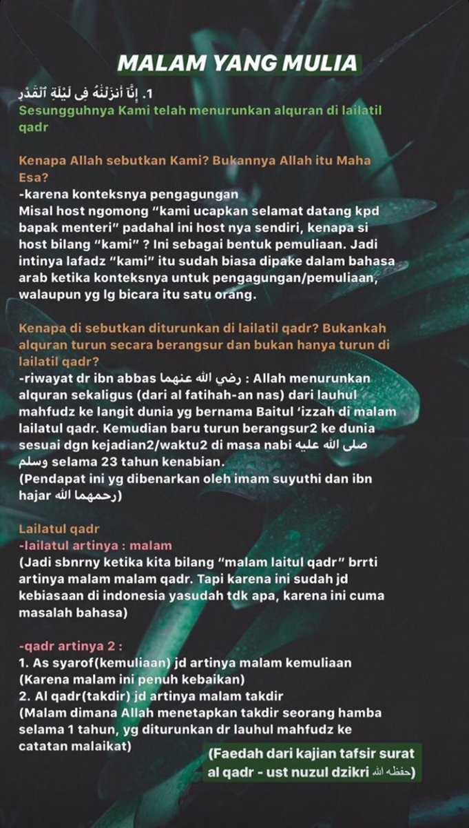 cheezet3a's tweet photo. Faedah Kajian Tafsir Surat Al-Qadr
- Ustadz Nuzul Dzikri https://t.co/c2S3TKCe3T